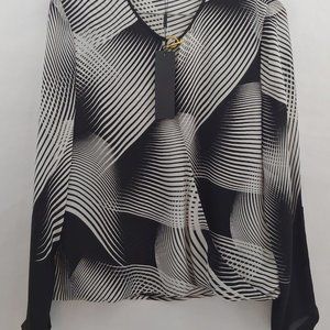 Halston Heritage Silk Cross Front Drape Blouse 12